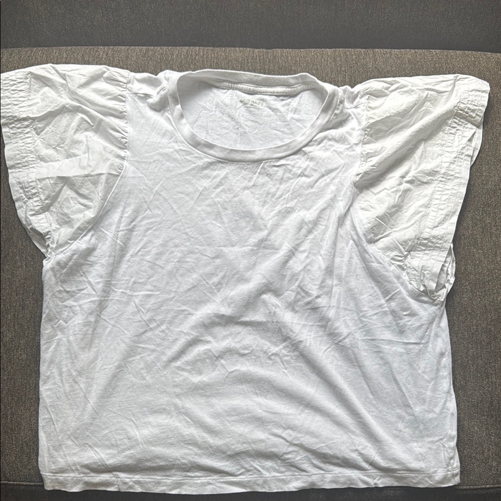 White Ruffled Short Sleeve T-Shirt